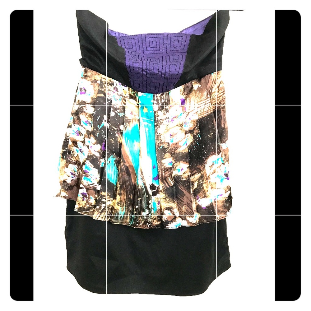 Interlúd Tribal Stitch Dress w/ Pleated Overlay